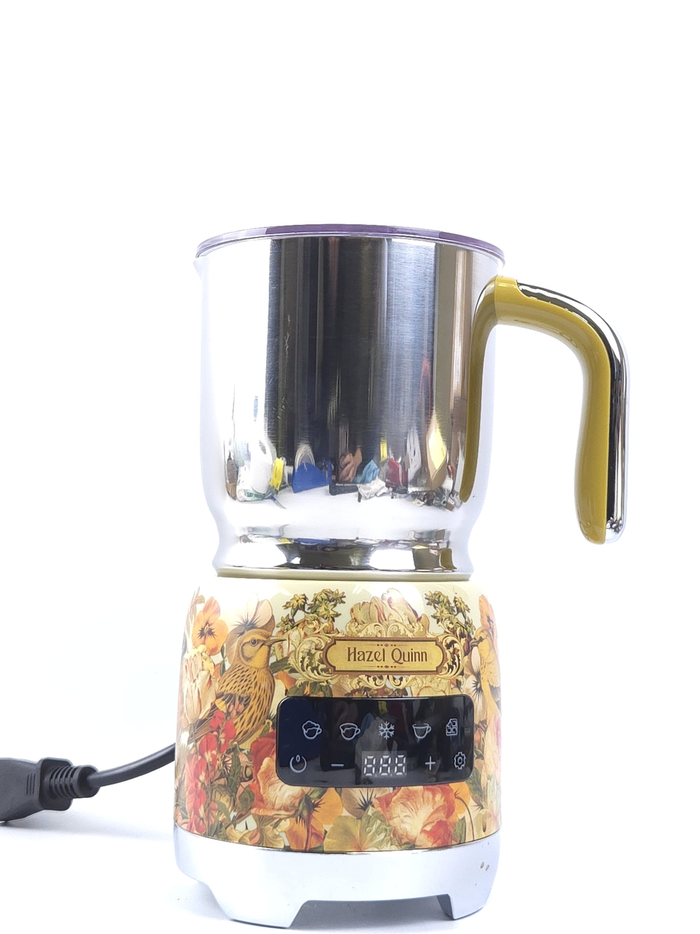 Hazel Quinn Floral Electric Milk Frother - Yellow Accents
